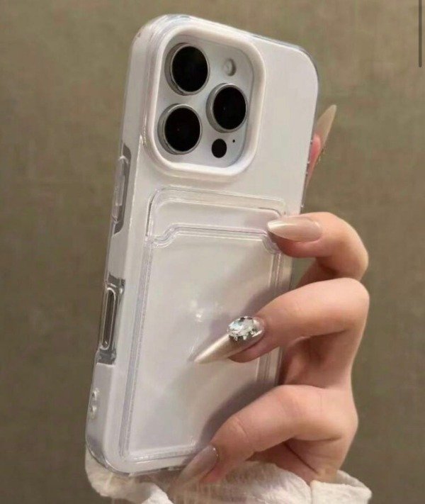 Producto - Funda AURORA Blanca con tarjetero o porta Polaroid (IPhone 17)