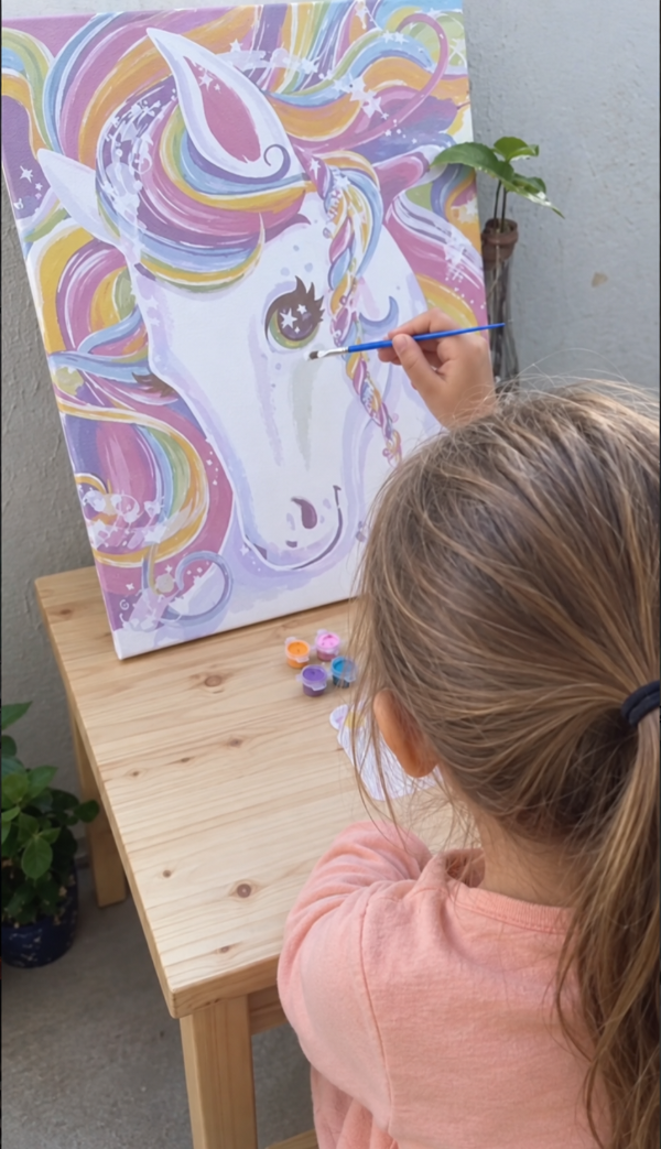 Producto - Bastidor con dibujo de unicornio para pintar POR NÚMERO + pintura + pinceles - 0