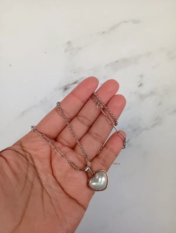Producto - Cadena corazón perlado A.Q - 1
