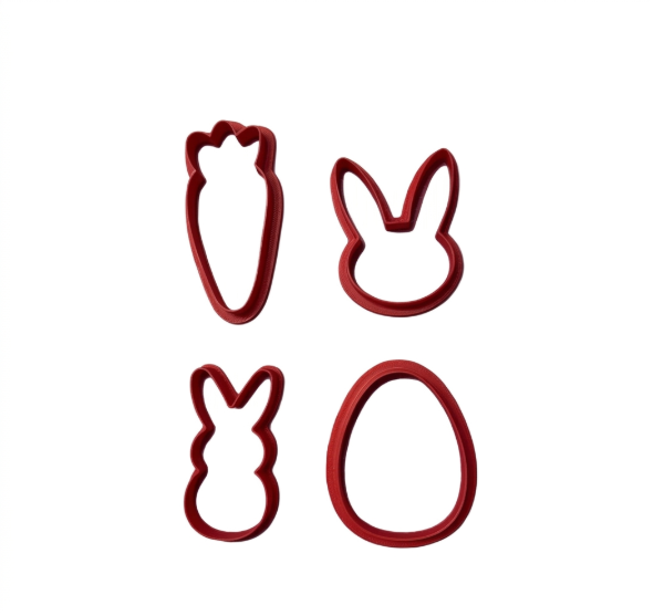 Producto - Set de Cortantes para Pascuas Conejo Huevo Zanahoria Galletas Porcelana Set x4