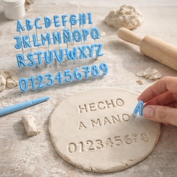 Producto - Sellos Letras Abc Mayuscula Numeros 3cm Cerámica Arcilla Repostería