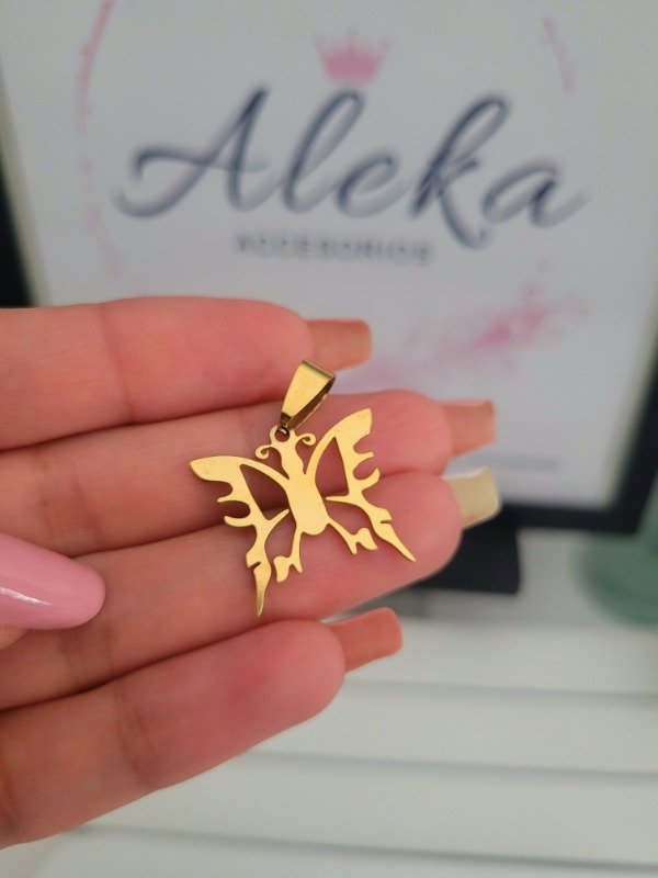 Producto - Dije mariposa de acero dorado - 0