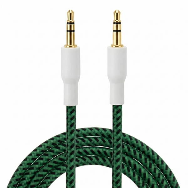 Producto - Cable auxiliar de audio - Revestido en tela verde - 3.5 mm - Only