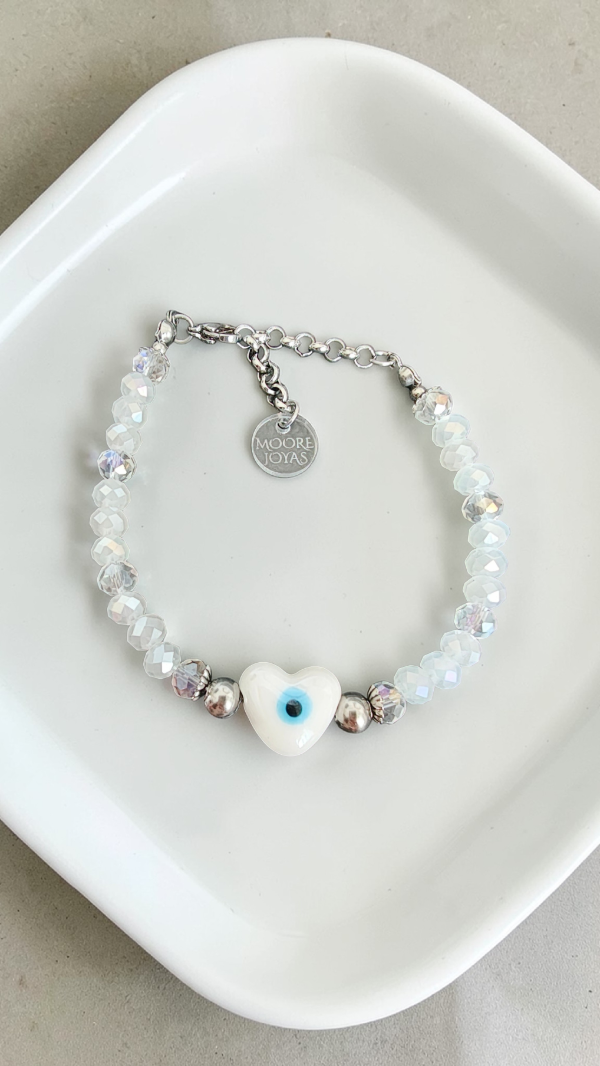 Producto - Pulsera corazón blanca