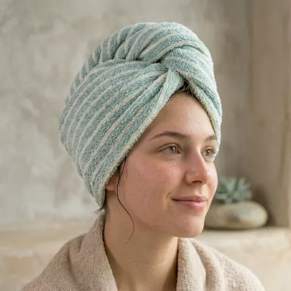 Producto - TURBANTE RAYADO DE SECADO RAPIDO SUPER ABSORBENTE COLORES SURTIDOS - 2