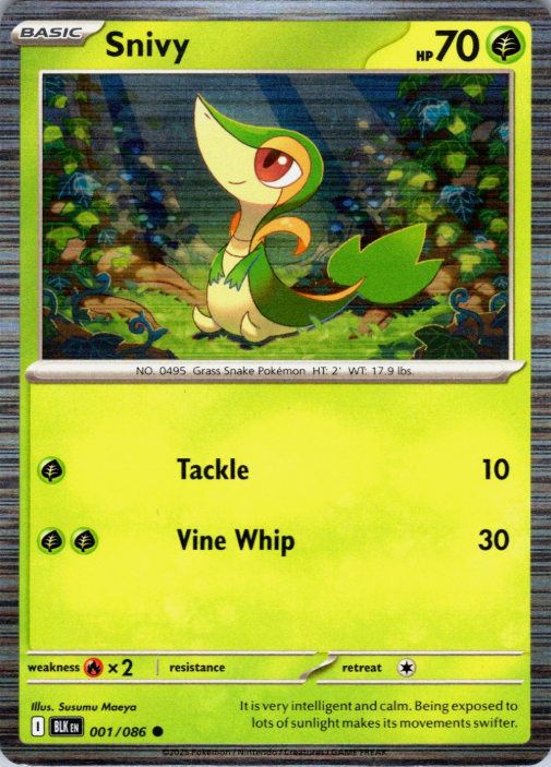 Producto - Snivy - 001/086 - Black Bolt Holo Unova Poster Collection