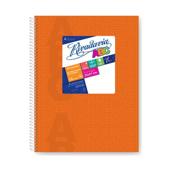 Producto - CUADERNO RIVADAVIA ABC Es.21x27 NARANJA 60H Rayado