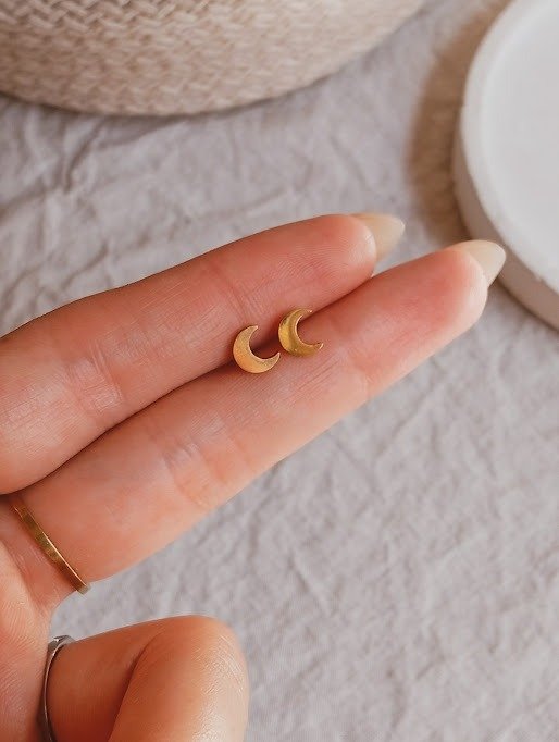 Producto - Aros lunas - Acero dorado