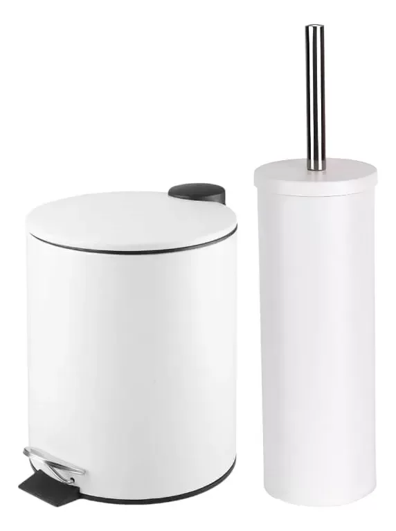 Producto - Set Cesto Tacho De Basura Acero Pedal 3lts + Escobilla Acero