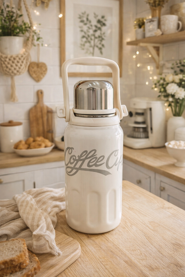 Producto - Termo de acero Coffee Cup blanco