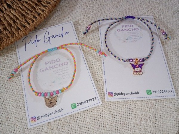 Producto - Set de 2 pulseras Kuromi (cordón trenzado)