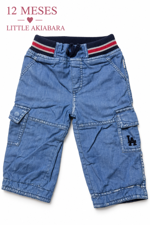 Producto - Pantalon cargo celeste con cintura azul rojo gris Little Akiabara 12 Meses - 0