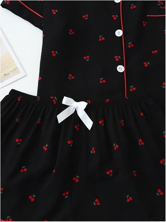 Producto - Conjunto de pijama de 2 piezas Cherry Black - 4
