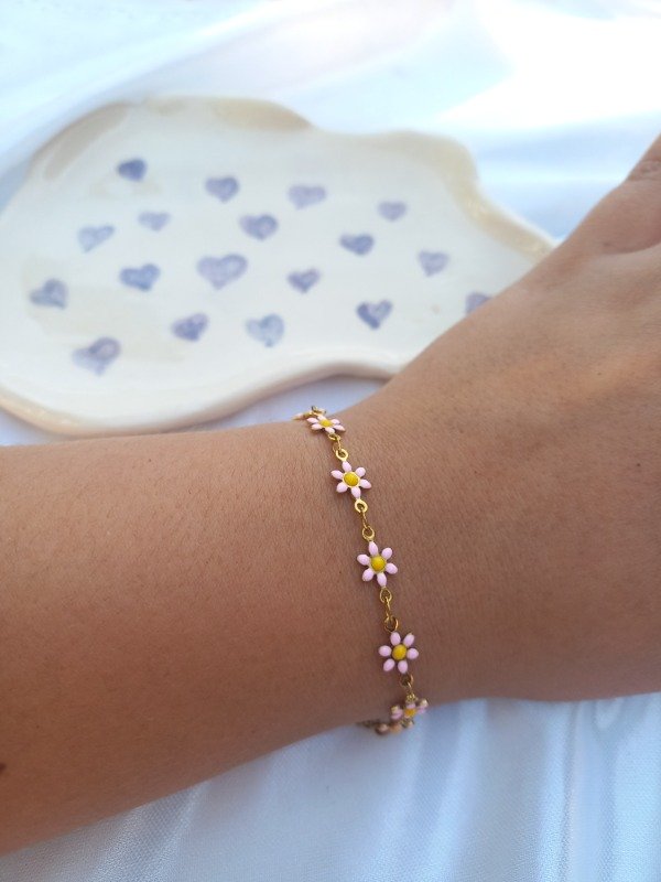 Producto - pulsera margaritas golden (rosa)