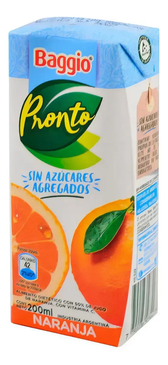 Producto - pronto sin azucar naranja 200ml [BAGGIO]