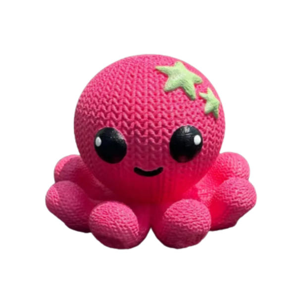 Producto - Pulpo efecto tejido Rosa con estrellitas