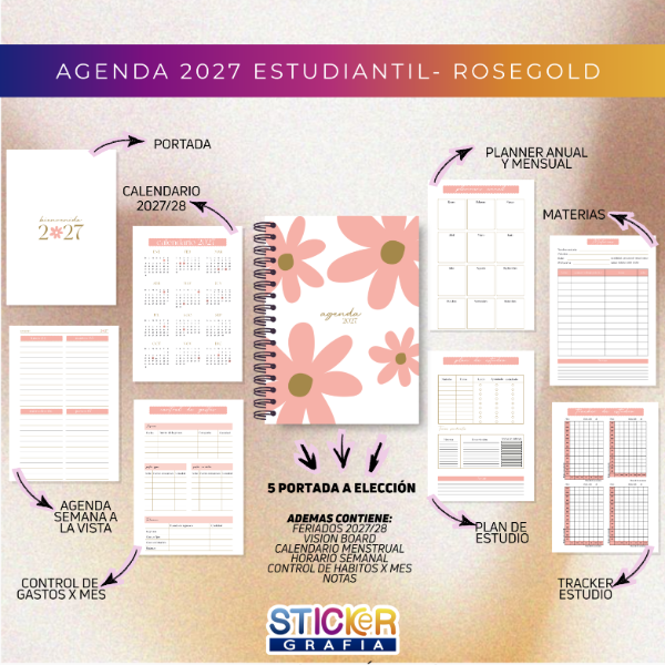 Producto - Agenda 2027 Estudiantil RoseGold