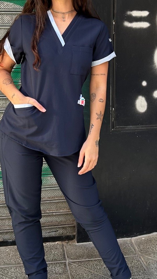Producto - AMBO SELVA SPANDEX (Azul detalle Celeste Claro) - 6