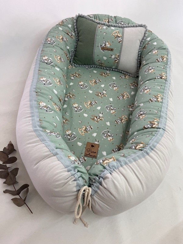 Producto - Nido y almohadita caballitos aqua