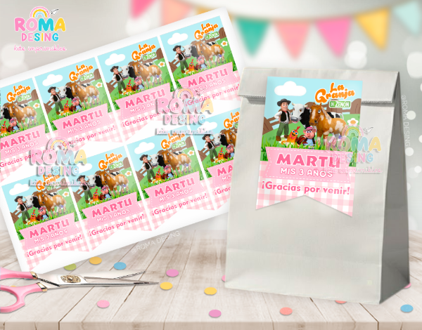 Producto - Etiquetas bolsita La Granja de Zenon rosa
