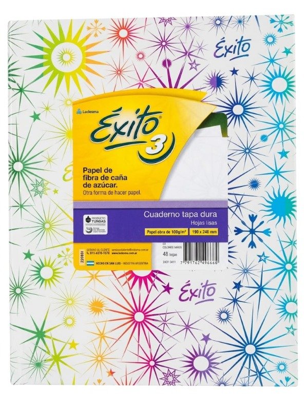 Producto - Cuaderno N 3 - HOJAS LISAS - Tapa Dura 48 Hojas  - Exito