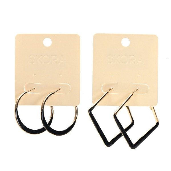 Producto - Aro argolla con esmalte negro 36635