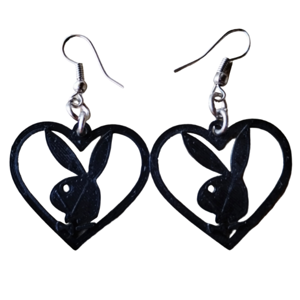 Producto - Aros En 3d En Forma De Corazón Conejo Playboy