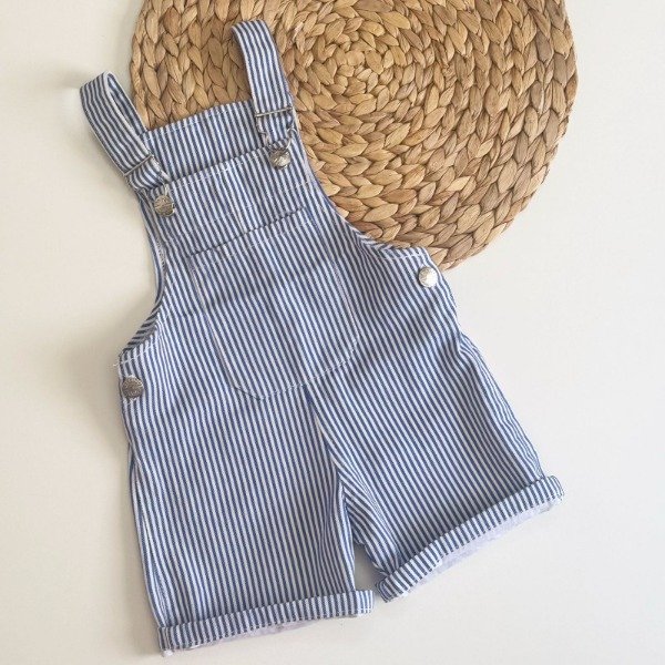 Producto - Jardinero rayado celeste