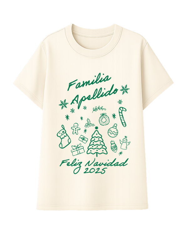 Producto - Remera Algodón Feliz Navidad Familia Personalizada V