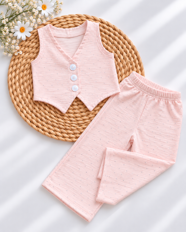 Producto - CONJUNTO SASTRERO STRAS ROSA (CHALECO + PANTALÓN OXFORD)