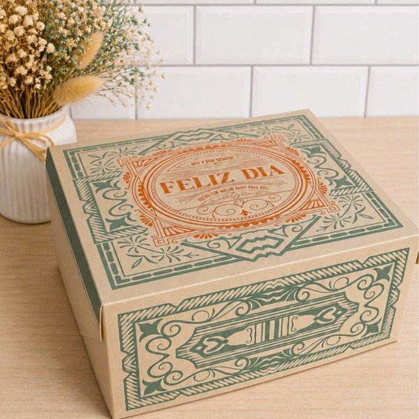 Producto - Box Papá Kraft  20x20x10 con hot stamping bronce