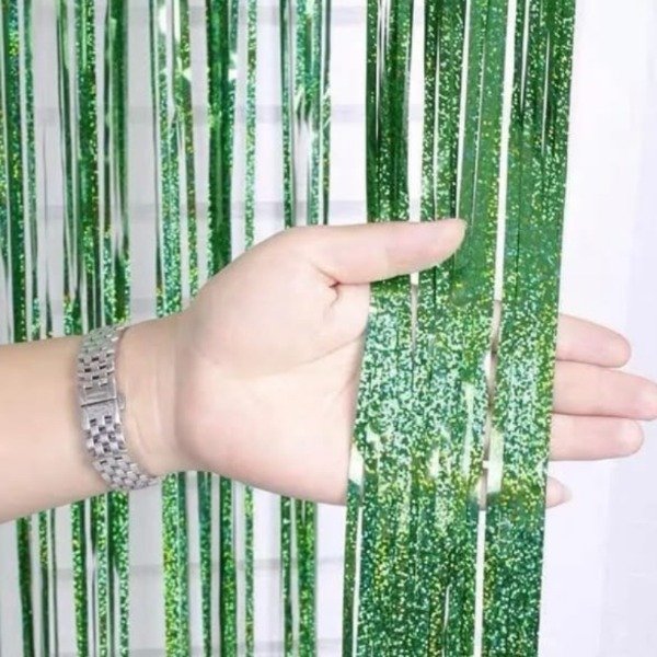 Producto - Cortina lluvia holografica color verde