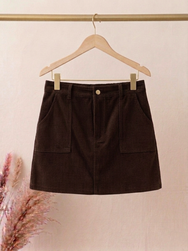 Producto - Pollera corderoy - Chocolate