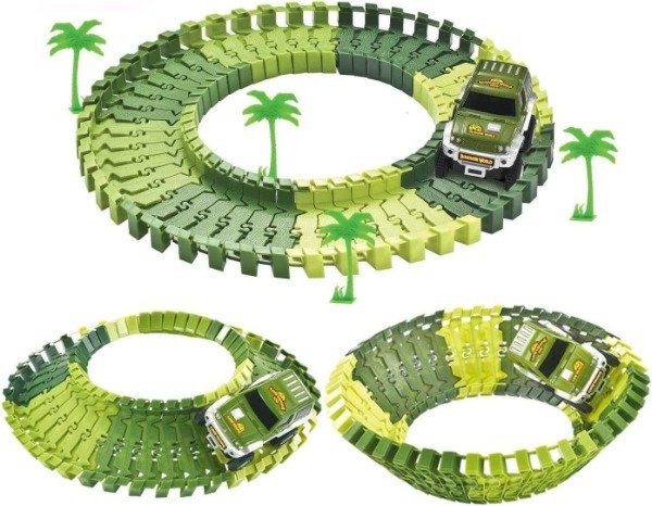 Producto - Magic Cars Pista Flexible Dino Track Dinosaurios 48 Piezas Color Verde