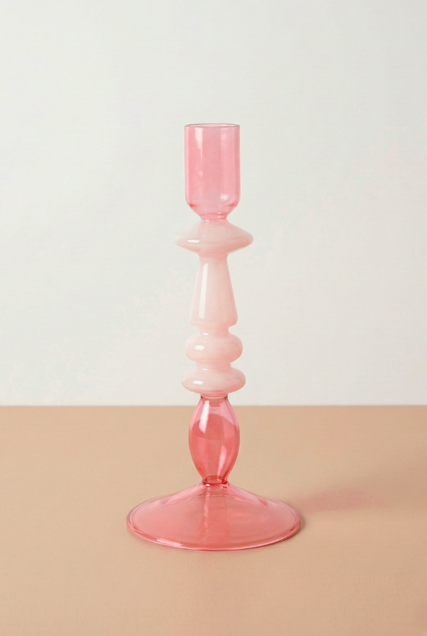 Producto - CANDELABRO VIDRIO COMBINADO ROSA
