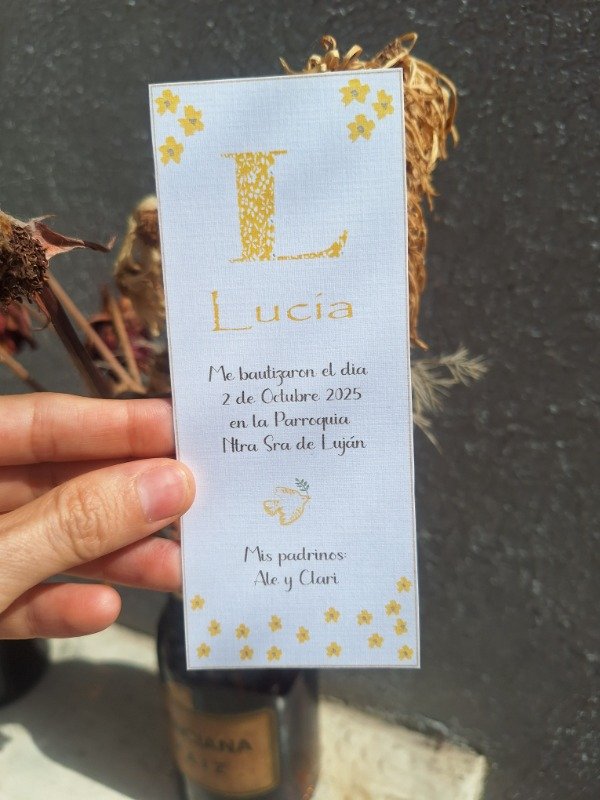 Producto - Estampita bautismo "floristas amarillas" - 0