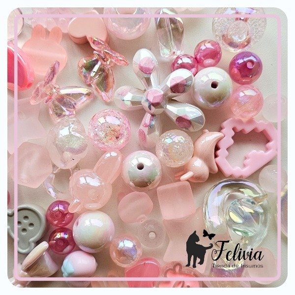 Producto - Cuentas de acrílico Mix. Rosa x 50 gr.