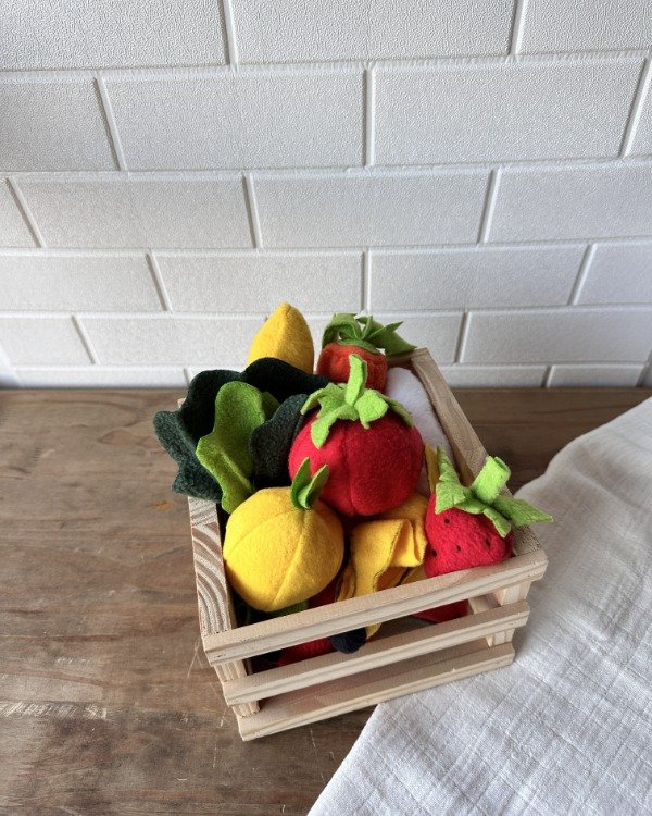 Producto - CAJÓN VERDULERO + 10 UNIDADES DE FRUTAS Y VERDURAS