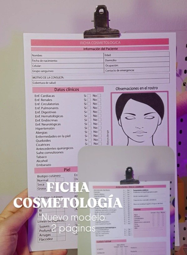 Producto - Ficha Cosmetológica digial (modelo extendido 2 páginas)
