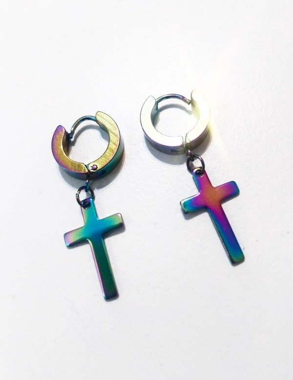 Producto - Aros Cruz Tornasolados x par