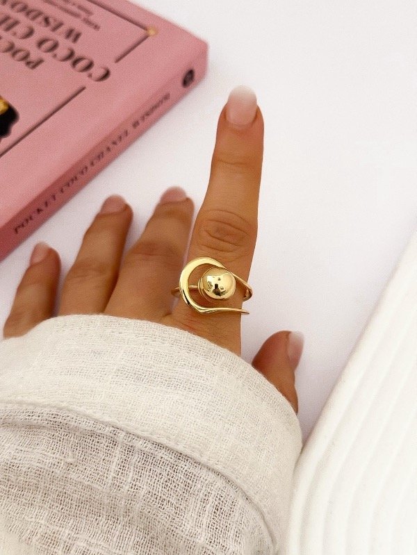 Producto - Anillo Perla Dorada Regulable Acero Dorado