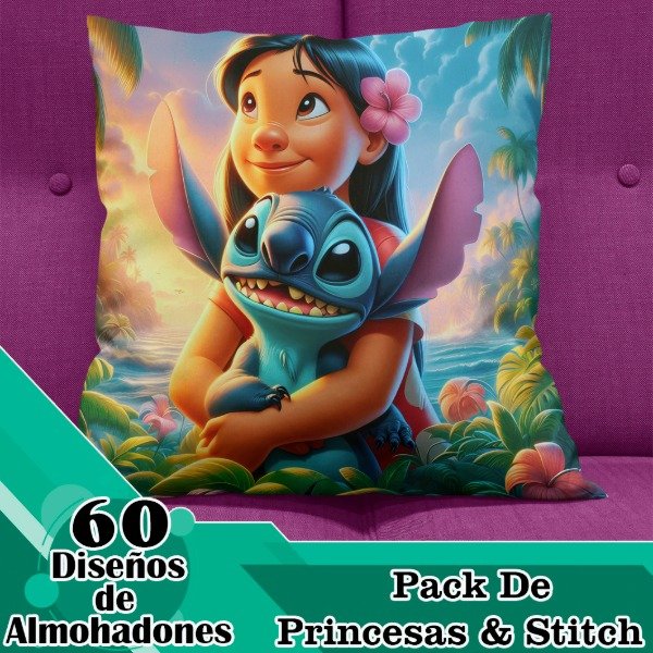 Producto - 60 Diseños Digitales Para Almohadones De Princesas Y Stitch