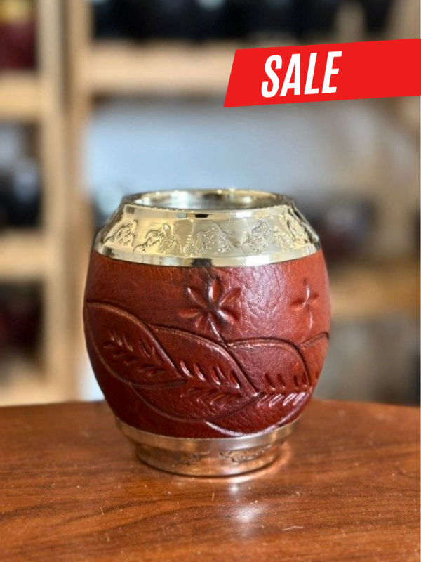 Producto - Torpedo "ROMA" virola alpaca y base alpaca - cuero repujado - BORRAVINO