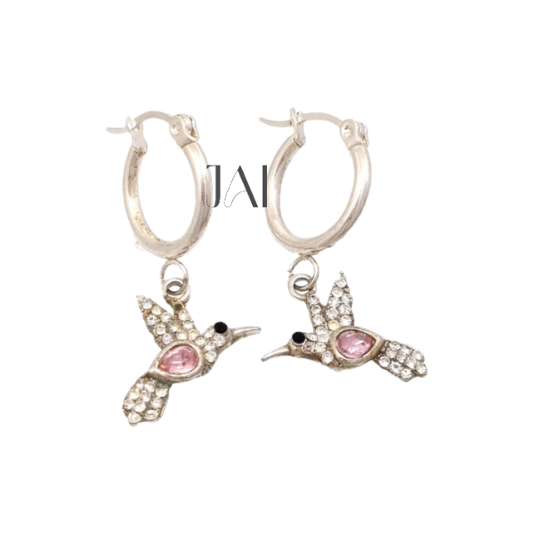 Producto - Argollas colibrí rosa pla