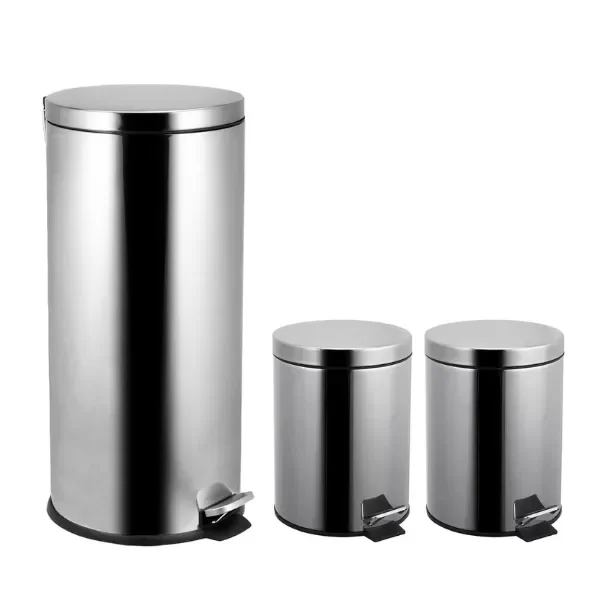 Producto - SET 3 CESTOS RESIDUOS IMPORTADO ACERO INOX OFERTA