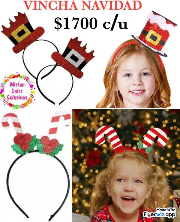 Producto - Vincha de navidad baston caramelo papá noel