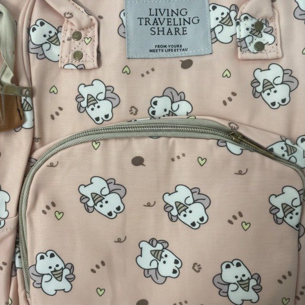 Producto - MOCHILA MATERNAL ESTAMPADA CIERRES Y DIVISIONES Y BOLSILLOS INTERNOS 40X28X13l