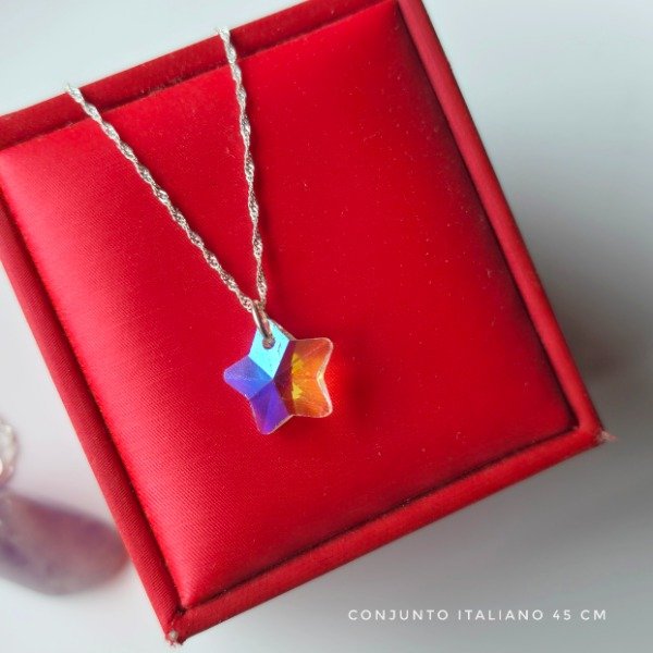 Producto - Conjunto italiano 45 dije sw estrella cadena signapur