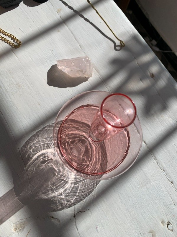 Producto - PORTAVELA DE VIDRIO ROSA - BAJO