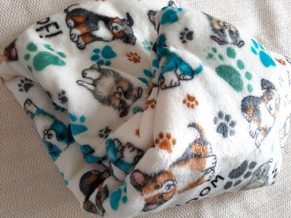 Producto - Manta perrito "Woof" Celeste + regalo